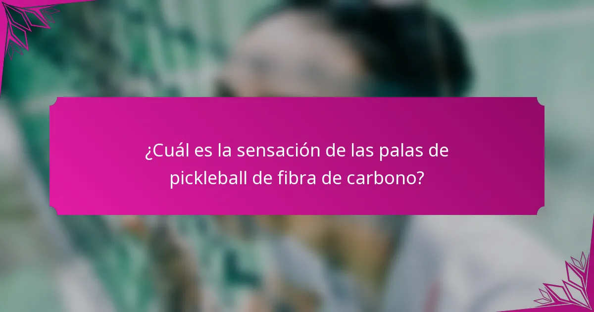 ¿Cuál es la sensación de las palas de pickleball de fibra de carbono?