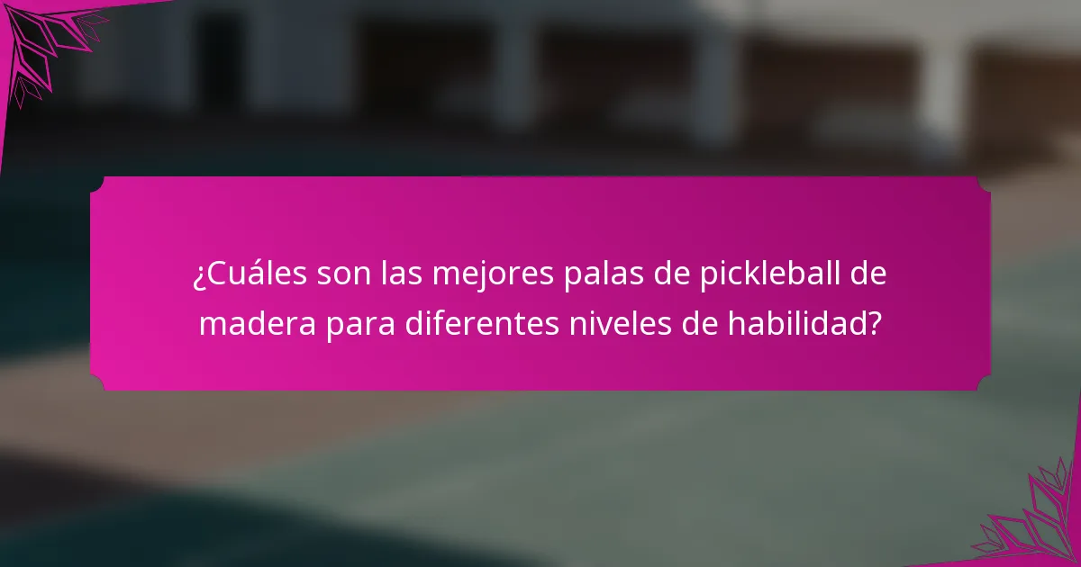 ¿Cuáles son las mejores palas de pickleball de madera para diferentes niveles de habilidad?
