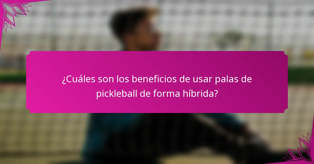 ¿Cuáles son los beneficios de usar palas de pickleball de forma híbrida?