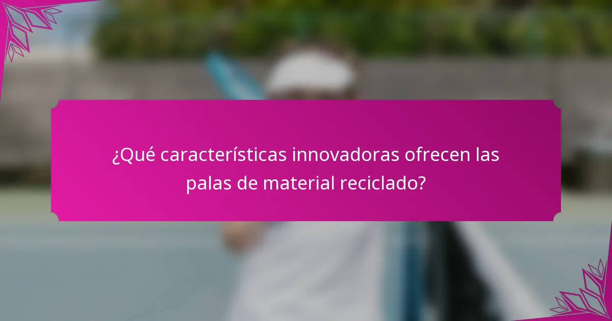 ¿Qué características innovadoras ofrecen las palas de material reciclado?