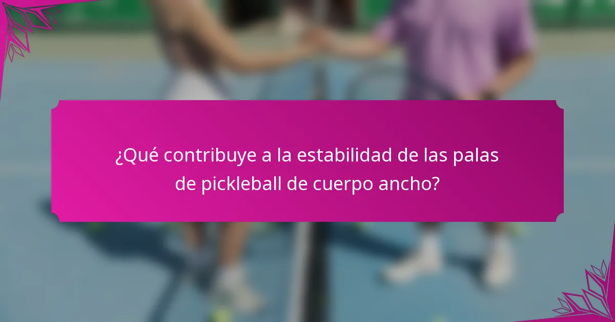 ¿Qué contribuye a la estabilidad de las palas de pickleball de cuerpo ancho?