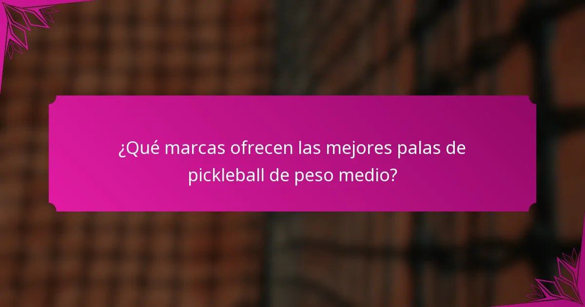 ¿Qué marcas ofrecen las mejores palas de pickleball de peso medio?