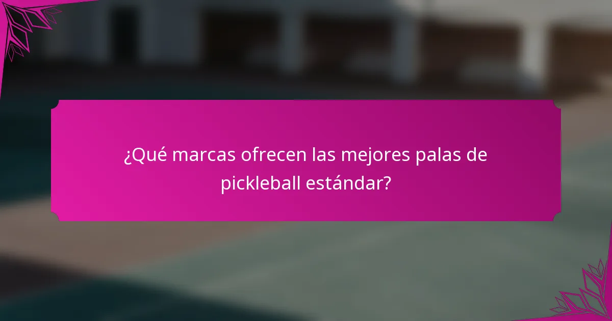 ¿Qué marcas ofrecen las mejores palas de pickleball estándar?