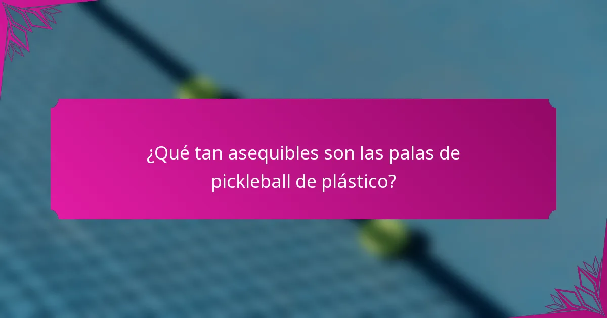 ¿Qué tan asequibles son las palas de pickleball de plástico?
