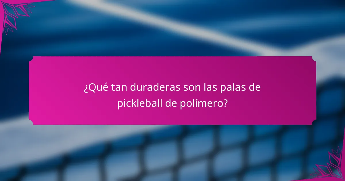 ¿Qué tan duraderas son las palas de pickleball de polímero?