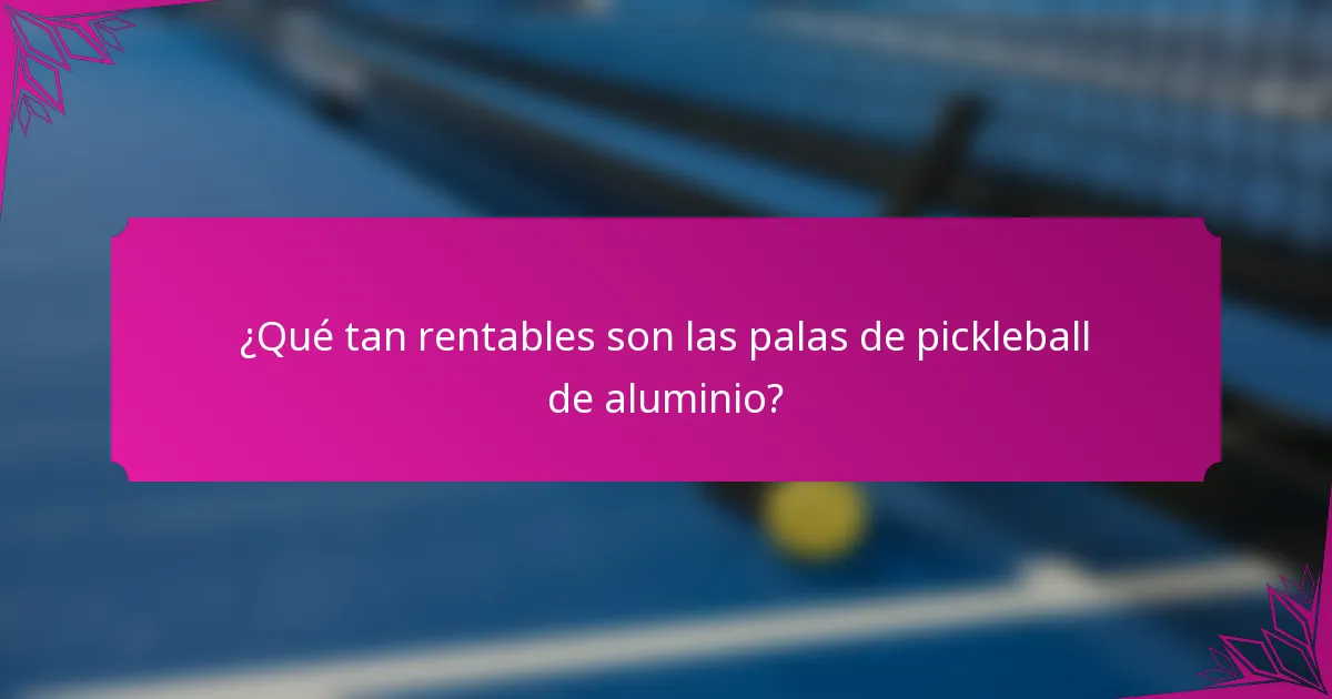 ¿Qué tan rentables son las palas de pickleball de aluminio?